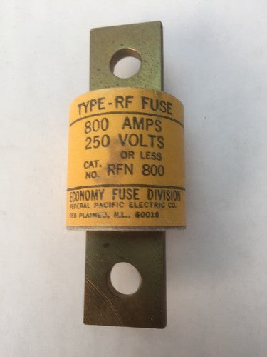 ECONOMY FUSE DIVISION RFN 800 TYPE RF FUSE 800 AMPS 250 VOLTS0