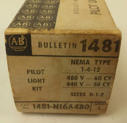 ALLEN BRADLEY 1481-N16A480 SER. L PILOT LIGHT KIT 440/480V-50/60HZ, W/ X-2278111