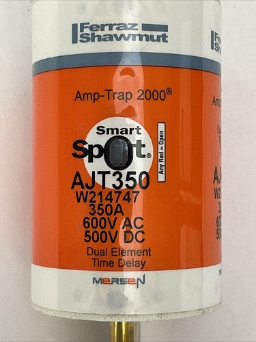 MERSEN AJT350 AMP-TRAP 2000 SMART SPOT FUSE 350A 600VAC 500VDC DUAL ELEMENT TIME1