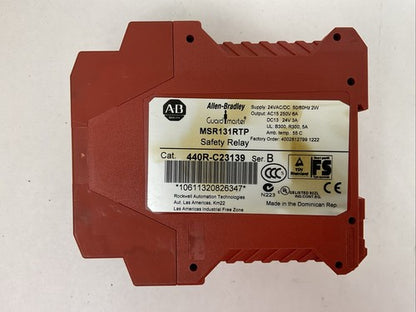 ALLEN BRADLEY 440R-C23139 MSR131RTP SAFETY RELAY SER B SUPPLY 24V OUTPUT AC151