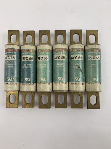 Reliance RFC65 65A 600V Rectifier Fuse "Lot of 6"0