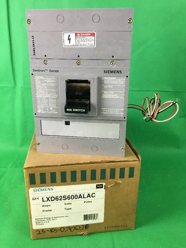 SIEMENS SENTRON LXD62S600ALAC MOLDED CASE SWITCH LXD6-A 600AMP 2P 600V0