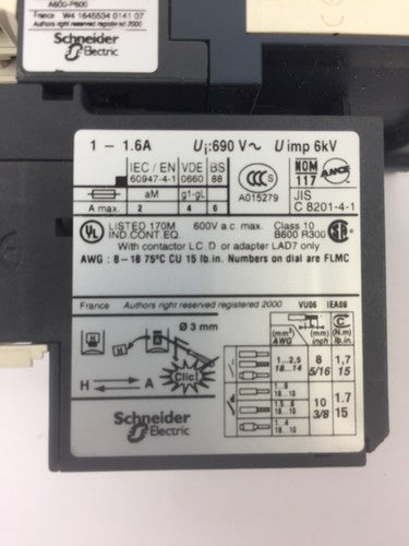 TELEMECANIQUE LC1D09BL CONTACTOR LRD06 OVERLOAD RELAY LAD4TBDL 24V2