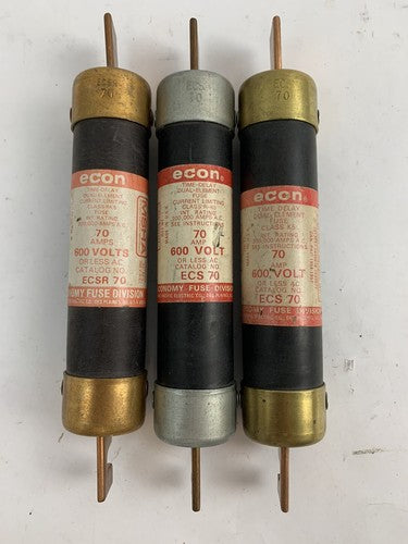 Economy Fuse ECS70 70A 600V Fuse "Lot of 3"0