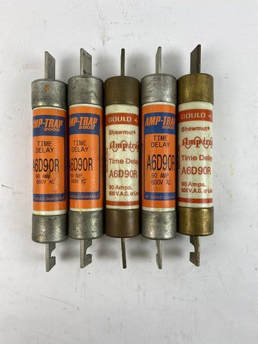 Gould Shawmut Amp-trap 2000 & Amp-trap II A6D90R 90A 600V Fuse "Lot of 5"0