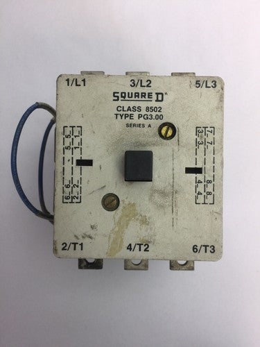 SQUARE D 8502 PG3.00 CONTACTOR 600VAC 100A 60HP 3 POLE 3 PHASE 0