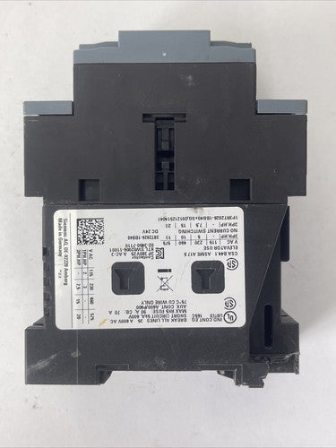 SIEMENS 3RT2026-1BB40 CONTACTOR 600VAC 35A 20HP COIL 24VDC2