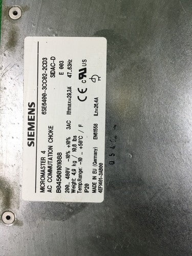 SIEMENS 6SE6400-3CC02-2CD3 AC COMMUTATION CHOKE MICROMASTER 41
