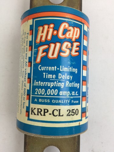 BUSSMAN KRP-CL 250 HI-CAP FUSE CURRENT-LIMITING TIME DELAY 250AMP 600VAC2