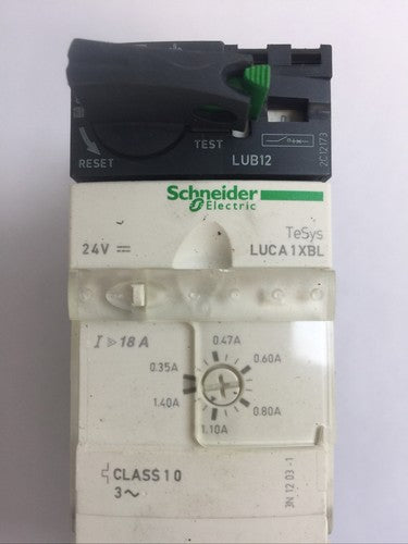 SCHNEIDER LUB12 MOTOR STARTER 600VAC 12A 10HP LUCA1XBL CONTROL UNIT 24VDC2