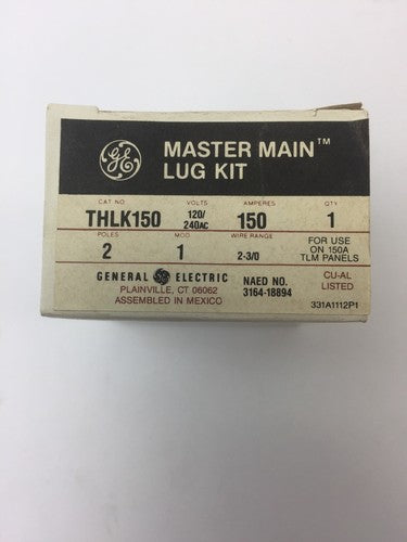 GE THLK150 MASTER MAIN LUG KIT 120/240VAC 150A 2 POLES FOR USE ON 150A TLM PANEL0