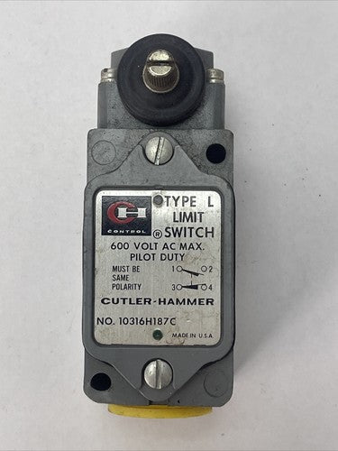 CUTLER HAMMER 10316H187C TYPE L LIMIT SWITCH 600VAC0