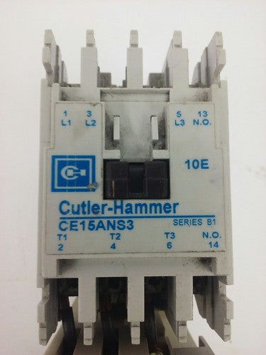 CUTLER HAMMER CE15ANS3, CONTACTOR, 7A, 600V, 3PH, 3P, 5H.P., W/ C306DN3, USED1
