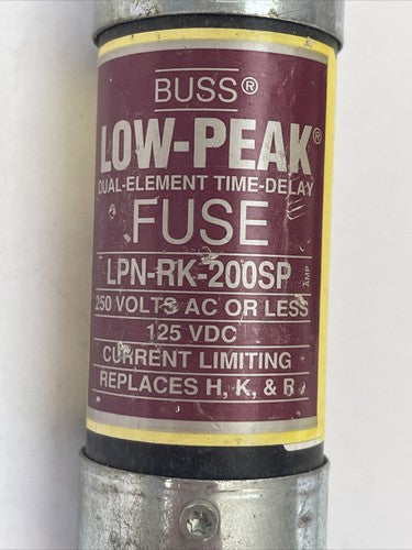 BUSS LPN-RK-200SP 250VAC 125VDC 125A LOW PEAK DUAL ELELMENT TIME-DELAY FUSE1