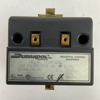 DURAKOOL 3030APS24DC CONTACTOR RELAY LOAD 30A RESISTIVE 480VAC 600VAC COIL 24VDC0