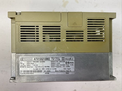 TELEMECANIQUE ATV18U18M2 DRIVE 200/240V MOTOR RATING 1HP 0.75kW SQUARE D2