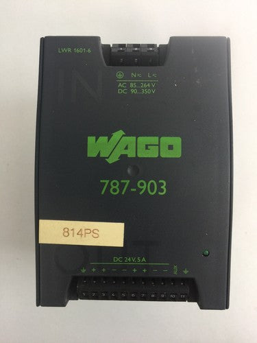 WAGO 787-903 AC-DC/DC-DC CONVERTER LWR 1601-6C1 OUTPUT 24.7VDC 5A INPUT 85-264VA0
