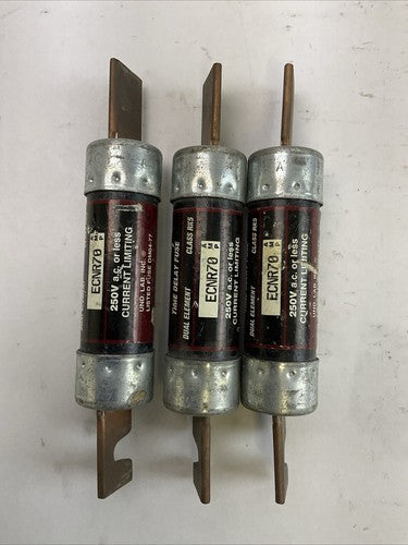 BULLET ECNR70 DUAL ELEMENT TIME DEALY FUSE 70AMP 250VAC (LOT OF 3)3
