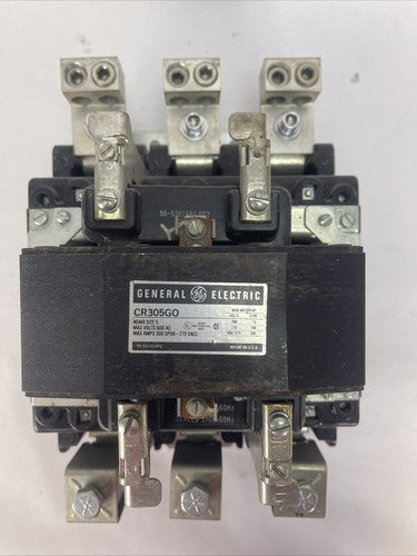 GE CR305GO SIZE 5 CONTACTOR 600VAC MAX AMP 300 OPEN - 270 ENCL. 200HP COIL0