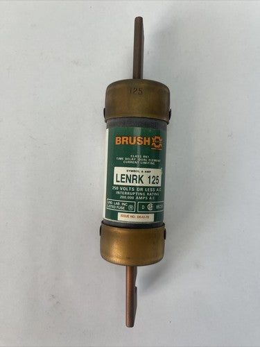 BRUSH LENRK 125 CLASS RK1 TIME DELAY DUAL ELEMENT FUSE 125AMP 250VAC CURRENT0