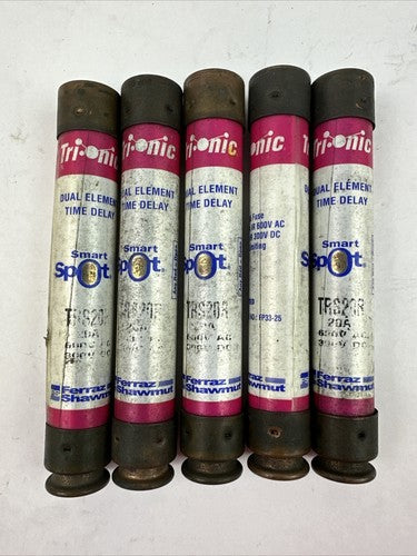 FERRAZ SHAWMUT TRS20R TRI-ONIC SMART SPOT 20A 600VAC 300VDC RK5 FUSE (LOT OF 5)0