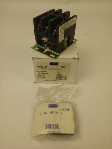 JOSLYN CLARK DP3C253-120 DEFINITE PURPOSE CONTACTOR 3P 25A FLA 30A RES 120V COIL0
