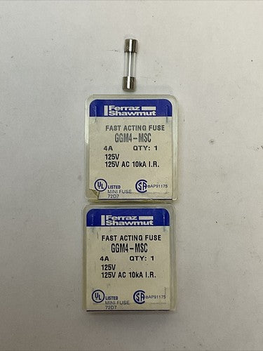 FERRAZ SHAWMUT GGM4-MSC FAST ACTING FUSE 4A 125VAC (10 TOTAL FUSES)0