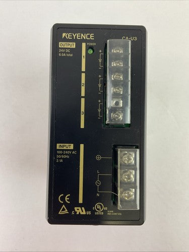 KEYENCE CA-U3 POWER SUPPLY OUTPUT 24VDC 6A INPUT 100-240VAC 50/60GZ 2.1A0