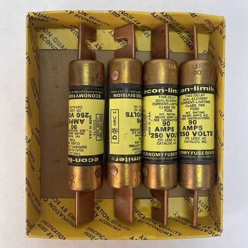 ECONOMY LEN 90 ECON-LIMITER TIME DELAY CLASS RK5 FUSE 90A 250VAC (BOX OF 4)0