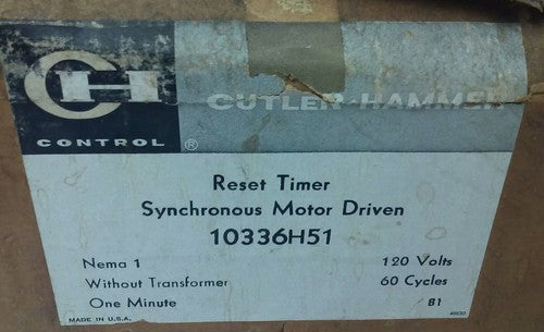 CUTLER HAMMER 10336H51 RESET TIMER SYNCHRONOUS MOTOR DRIVEN,NEMA 1,120V,60HZ,NEW1