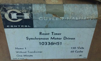 CUTLER HAMMER 10336H51 RESET TIMER SYNCHRONOUS MOTOR DRIVEN,NEMA 1,120V,60HZ,NEW1