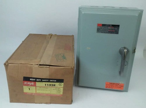 FPE 1132R FUSIBLE HEAVY DUTY SAFETY SWITCH 3P, 100A, 240VAC, 4 WIRE, 30HP0