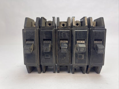 CUTLER HAMMER / WESTINGHOUSE QCL1015 CIRCUIT BREAKER 15A 1P 120/240VAC(LOT OF 5)0