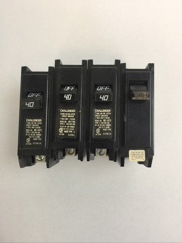 CHALLENGER/SYLVANIA C140 CIRCUIT BREAKER 40AMP 120/240VAC 1POLE (LOT OF 4)0