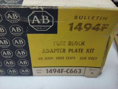 ALLEN BRADLEY 1494F-C663 SER. A,FUSE BLOCK ADAPTER PLATE KIT,60A,600V,W/X-4019791