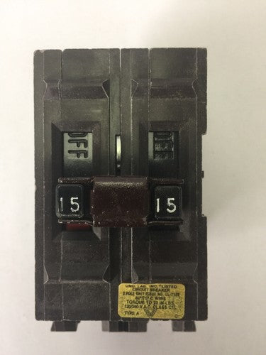 WADSWORTH A215 CIRCUIT BREAKER 2 POLE 120/240VAC 1 PHASE 15AMP PLUG-IN TYPE 0