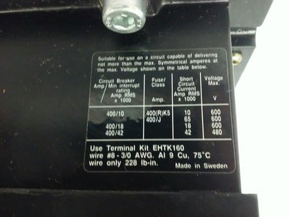 ABB EH160 CONTACTOR, 3PH, 3P BREAKING, 600V, 50-150H.P., 190A, 24V COIL, NEW8