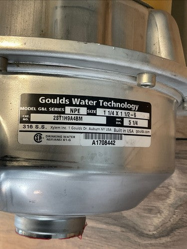GOULD WATER TECHNOLOGY 2ST1H9A4BM NPE 1 1/4 X 1 1/2-6 PUMP E09A32E5BB2S 3HP1