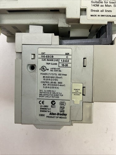 ALLEN BRADLEY STARTER (100-C09Z*10 COIL 24VDC + 193-EECB 1.0-5.0A)2