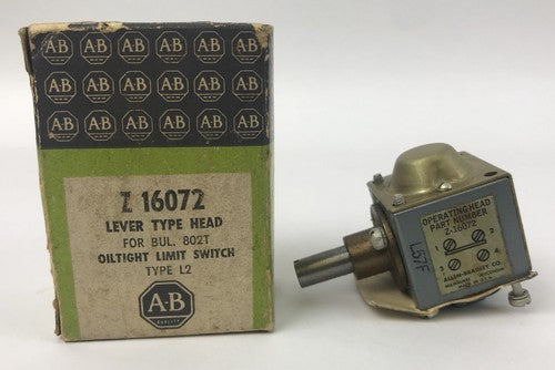 ALLEN BRADLEY Z-16072, BUL. 802T, OIL TIGHT LIMIT SWITCH, TYPE L2, NEW, Z160720