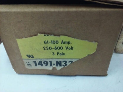 ALLEN BRADLEY 1491-N333 FUSE BLOCK,61-100A, 250- 600V, 3P, W/ X-410710, PARTS1