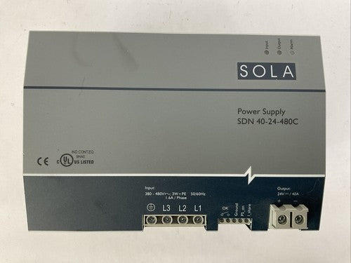 EMERSON SOLA SDN 40-24-480C POWER SUPPLY OUPUT 24VDC 40A INPUT 380-480VAC0