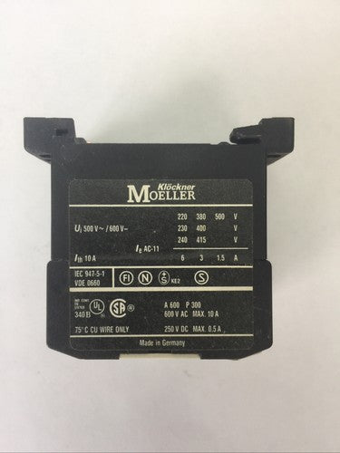 KLOCKNER MOELLERT DIL ER-22 CONTACTOR RELAY 120V 60HZ 110V 50HZ3