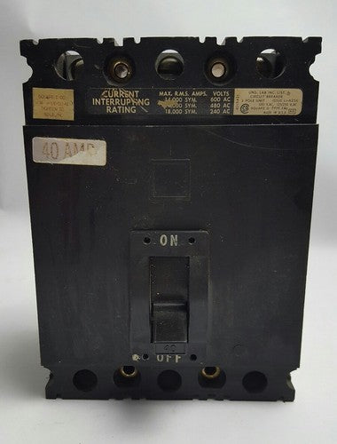 Square D FAL36040 40 AMP CIRCUIT BREAKER 600 VAC 3 POLE0