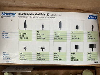 NORTON QUANTUM 69083147810 QUANTUM MOUNTED POINT KIT (MISSING 1 A5)1