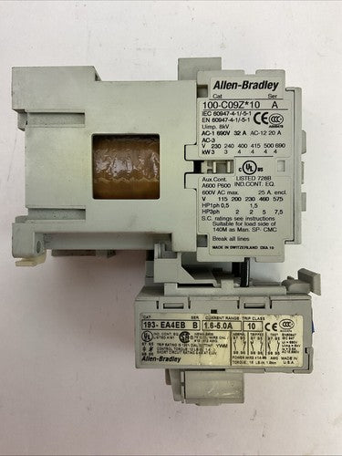 ALLEN BRADLEY STARTER (100-C09Z*10 SER A CONTACTOR COIL 24VDC + 193-EA4EB SER B)3