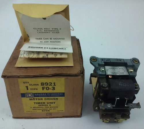 SQ. D CLASS 8921 TYPE FO-3, MOTOR DRIVEN TIMER UNIT 8921-FO3, 208-220/240V, 60HZ0