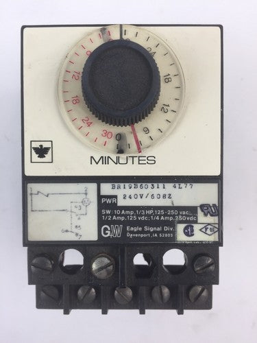 GW EAGLE SIGNAL BR19B60311 TIMER 240V 60HZ 10A 125-250VAC 1/3HP 1/4A 250VDC0