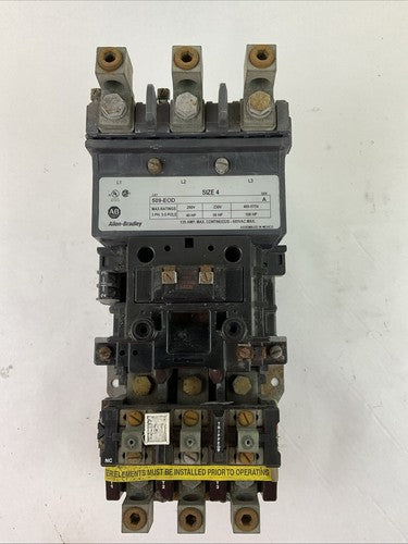 ALLEN BRADLEY 509-EOD SIZE 4 STARTER SER A 135A 600VAC 3PH 100HP COIL 115-120V0
