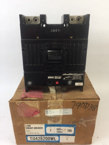 GE TJJ426200WL J-400 CIRCUIT BREAKER 200 AMP 600VAC 250VDC 2 POLE0
